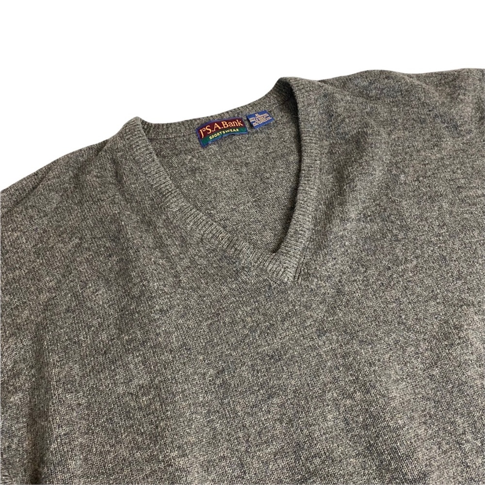 Jos A Bank Sportswear Men V Neck Sweater Size XL Grey 100% Lambswool Long sleeve - Picture 7 of 8